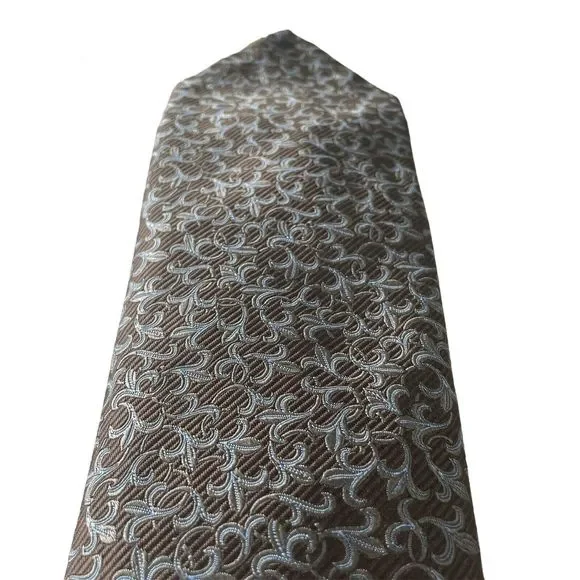 Robert TalbottSeven Fold Neck Tie Blue Brown Gray Geometric#25/40 NWOT $245